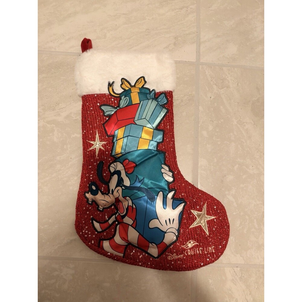 Disney Cruise Line 2025 Goofy Red Christmas Stocking Stateroom Decoration
